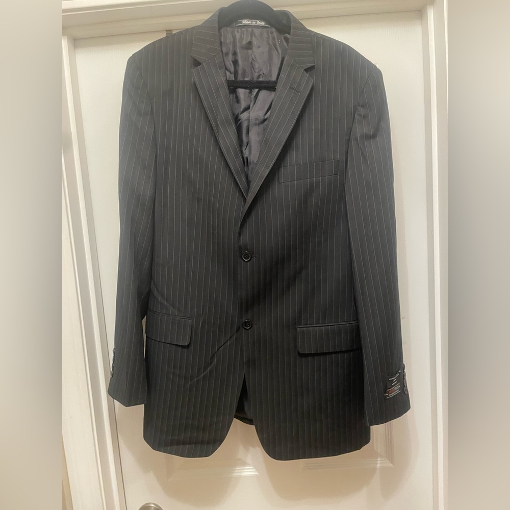 NWT Alfred Dunhill Men's grain de poudre  black Pinstripe Blazer 42